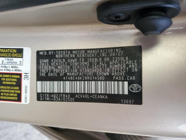 Photo 10 from auction – 2008 TOYOTA CAMRY CE with VIN 4T4BE46K28R014580