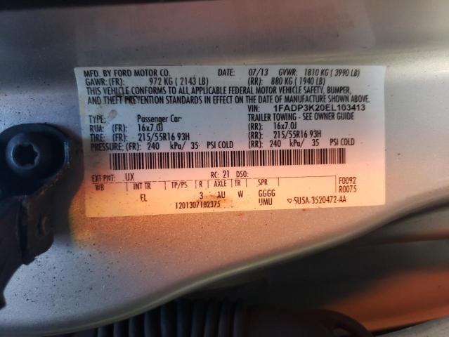 Photo 10 from auction – 2014 FORD FOCUS SE with VIN 1FADP3K20EL103413