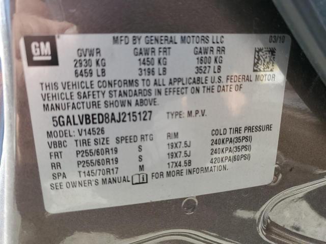 Photo 10 from auction – 2010 BUICK ENCLAVE CX with VIN 5GALVBED8AJ215127