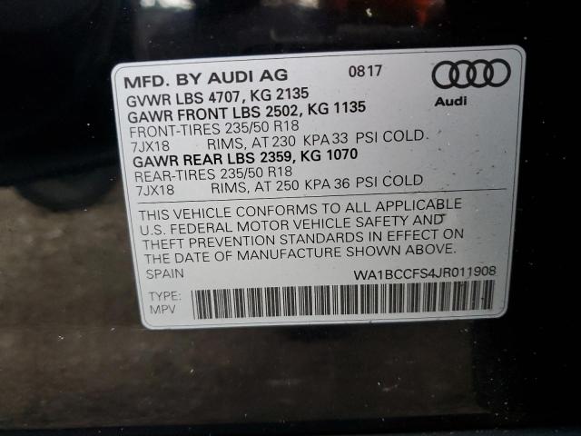 Photo 10 from auction – 2018 AUDI Q3 PREMIUM with VIN WA1BCCFS4JR011908