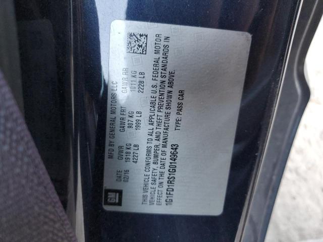 Photo 10 from auction – 2016 CHEVROLET CAMARO LT with VIN 1G1FD1RS1G0149643