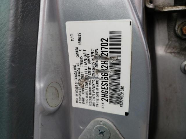 Photo 10 from auction – 2002 HONDA CIVIC LX with VIN 2HGES16632H521702