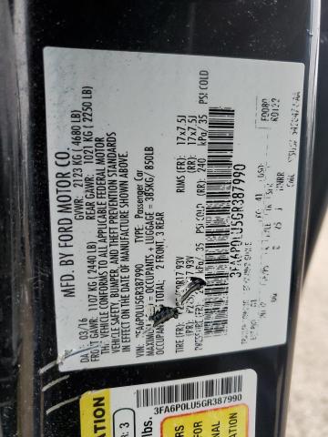 Photo 10 from auction – 2016 FORD FUSION SE with VIN 3FA6P0LU5GR387990