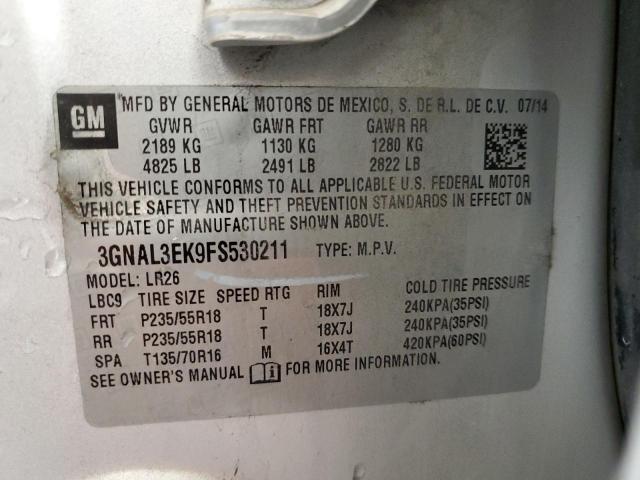 Photo 10 from auction – 2015 CHEVROLET CAPTIVA LT with VIN 3GNAL3EK9FS530211