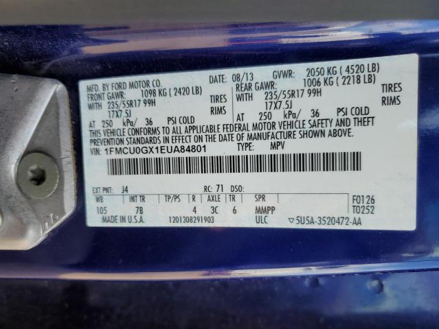 Photo 10 from auction – 2014 FORD ESCAPE SE with VIN 1FMCU0GX1EUA84801