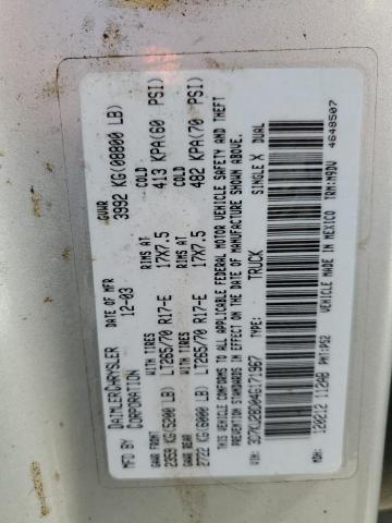 Photo 10 from auction – 2004 DODGE RAM 2500 S with VIN 3D7KU28D04G171967