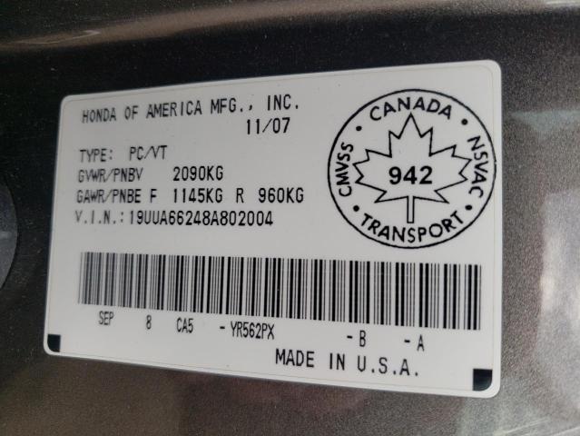 Photo 10 from auction – 2008 ACURA TL with VIN 19UUA66248A802004