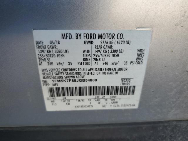 Photo 10 from auction – 2018 FORD EXPLORER L with VIN 1FM5K7F88JGB54868