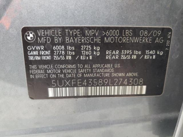 Photo 10 from auction – 2009 BMW X5 XDRIVE3 with VIN 5UXFE43589L274308