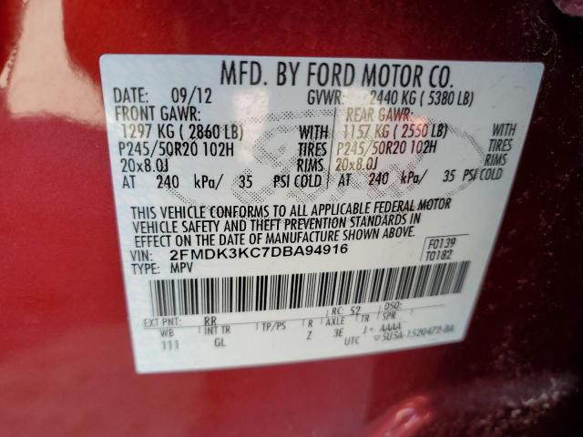 Photo 10 from auction – 2013 FORD EDGE LIMIT with VIN 2FMDK3KC7DBA94916