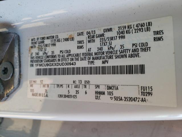Photo 10 from auction – 2013 FORD ESCAPE SE with VIN 1FMCU9GXXDUD30943