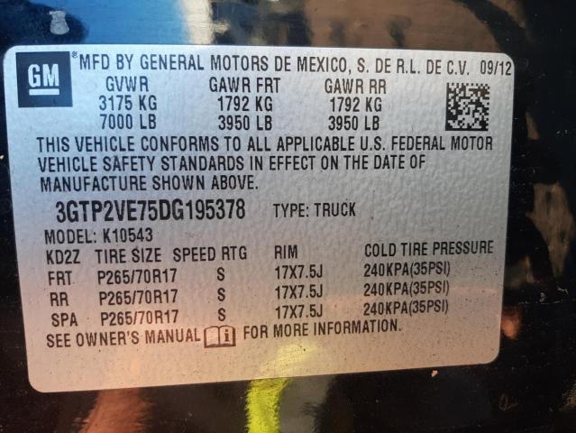 Photo 10 from auction – 2013 GMC SIERRA K15 with VIN 3GTP2VE75DG195378