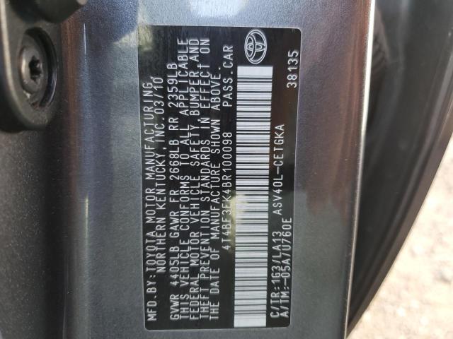 Photo 10 from auction – 2011 TOYOTA CAMRY BASE with VIN 4T4BF3EK4BR100098