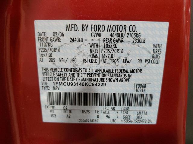 Photo 10 from auction – 2006 FORD ESCAPE XLT with VIN 1FMCU93146KC94229