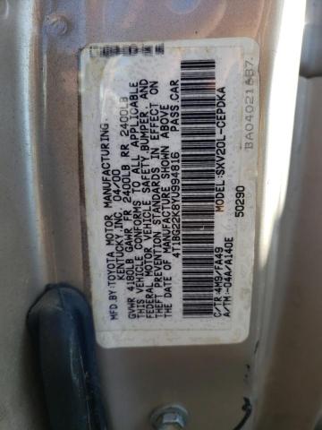 Photo 10 from auction – 2000 TOYOTA CAMRY CE with VIN 4T1BG22K8YU994816