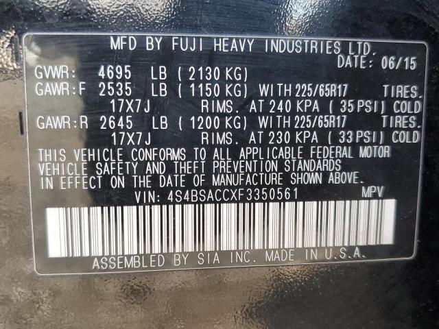 Photo 10 from auction – 2015 SUBARU OUTBACK 2. with VIN 4S4BSACCXF3350561