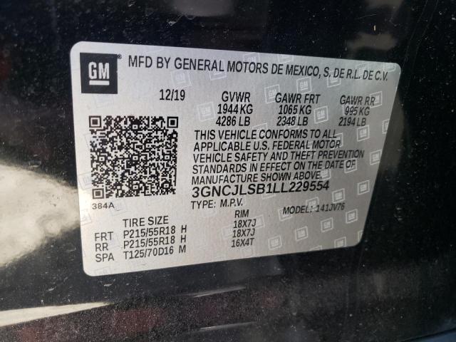 Photo 10 from auction – 2020 CHEVROLET TRAX 1LT with VIN 3GNCJLSB1LL229554
