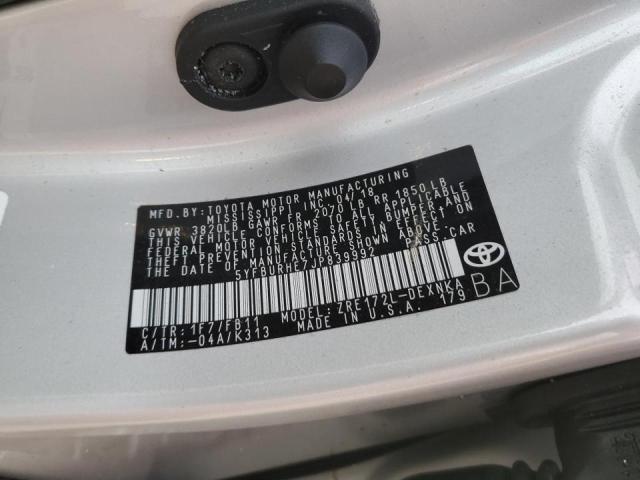 Photo 10 from auction – 2018 TOYOTA COROLLA L with VIN 5YFBURHE7JP839992
