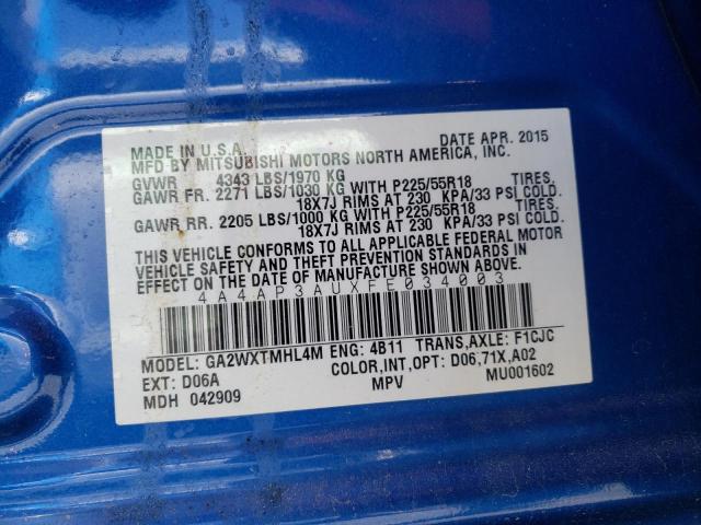 Photo 10 from auction – 2015 MITSUBISHI OUTLANDER with VIN 4A4AP3AUXFE034003