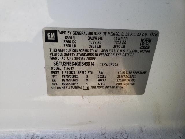 Photo 10 from auction – 2016 GMC SIERRA K15 with VIN 3GTU2NEC4GG343914