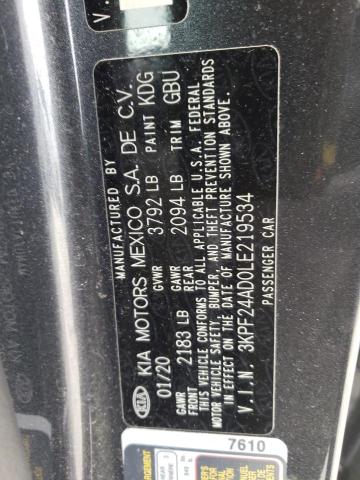 Photo 10 from auction – 2020 KIA FORTE FE with VIN 3KPF24AD0LE219534