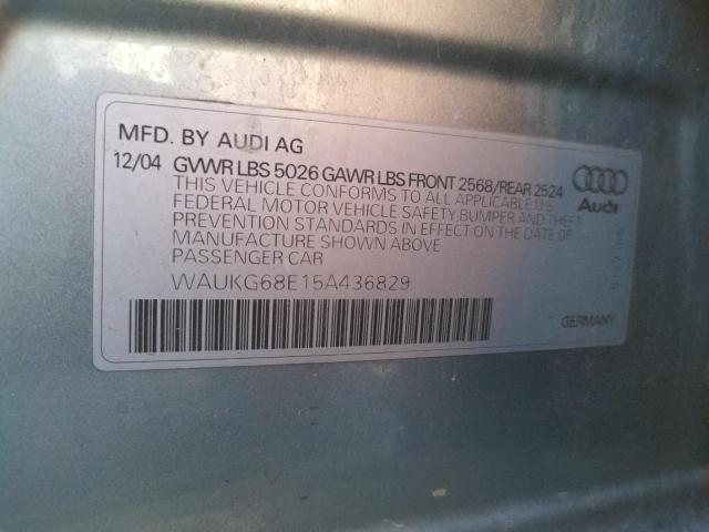 Photo 10 from auction – 2005 AUDI A4 3.2 AVA with VIN WAUKG68E15A436829