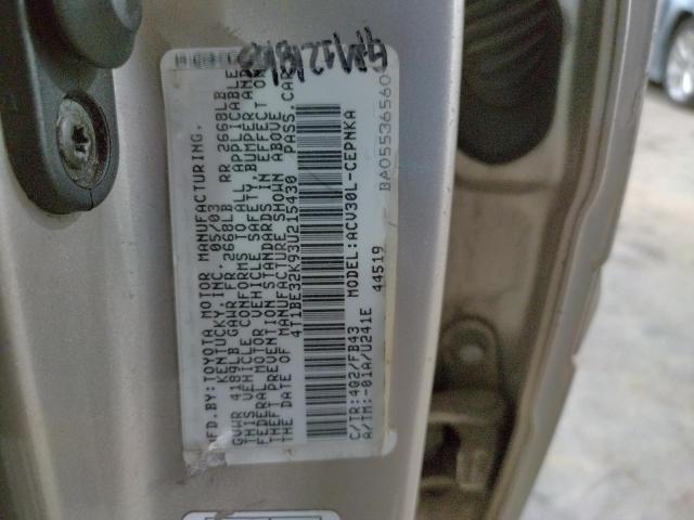 Photo 10 from auction – 2003 TOYOTA CAMRY LE with VIN 4T1BE32K93U215430