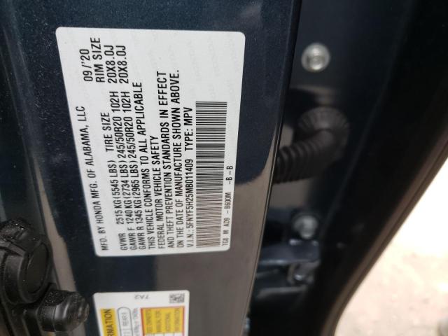 Photo 10 from auction – 2021 HONDA PILOT SE with VIN 5FNYF5H25MB011409