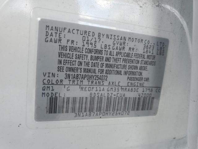 Photo 10 from auction – 2017 NISSAN SENTRA S with VIN 3N1AB7AP0HY254072