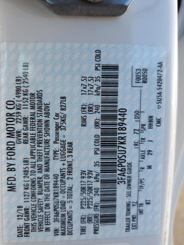 Photo 10 from auction – 2019 FORD FUSION TIT with VIN 3FA6P0SU7KR189440