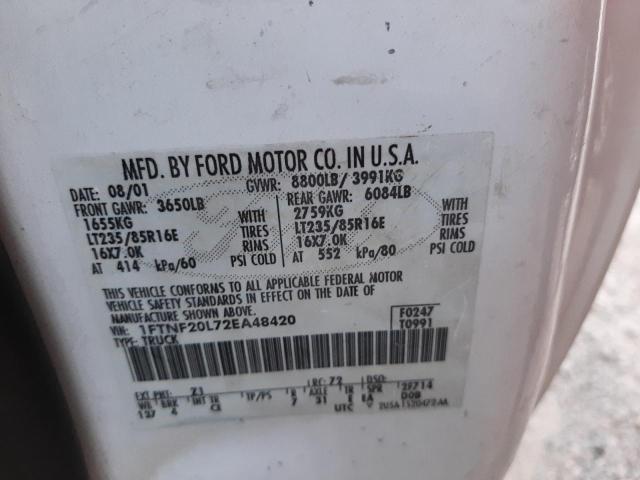 Photo 10 from auction – 2002 FORD F250 SUPER with VIN 1FTNF20L72EA48420