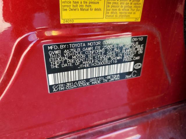 Photo 10 from auction – 2011 LEXUS GS 350 with VIN JTHBE1KS2B0052116
