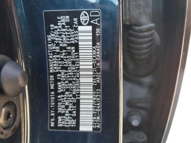 Photo 10 from auction – 2019 TOYOTA COROLLA L with VIN 2T1BURHE4KC165611