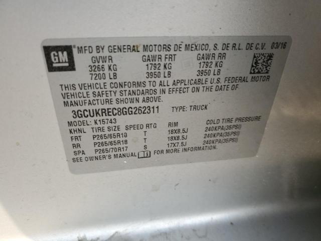 Photo 10 from auction – 2016 CHEVROLET SILVERADO with VIN 3GCUKREC8GG262311