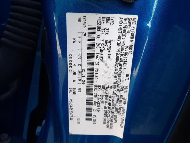 Photo 10 from auction – 2012 FORD FOCUS SE with VIN 1FAHP3F25CL109880