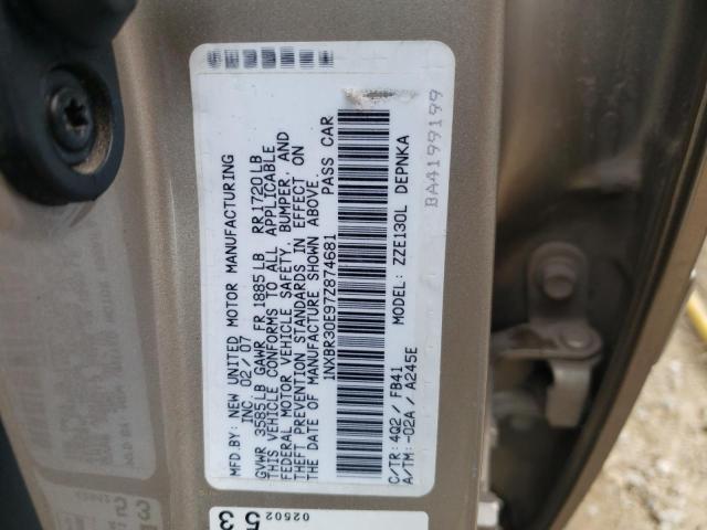 Photo 10 from auction – 2007 TOYOTA COROLLA CE with VIN 1NXBR30E97Z874681