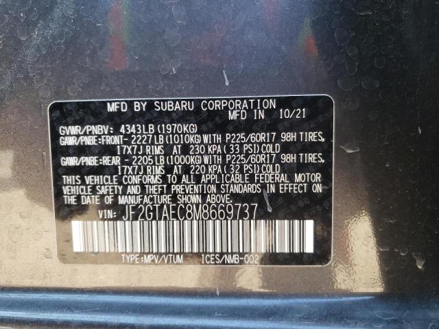 Photo 10 from auction – 2021 SUBARU CROSSTREK with VIN JF2GTAEC8M8669737