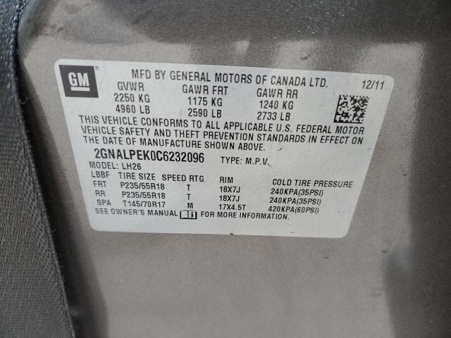 Photo 10 from auction – 2012 CHEVROLET EQUINOX LT with VIN 2GNALPEK0C6232096