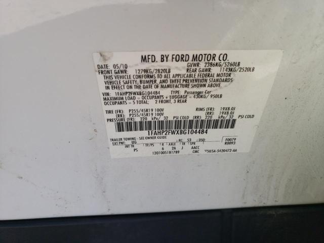 Photo 10 from auction – 2011 FORD TAURUS LIM with VIN 1FAHP2FWXBG104484
