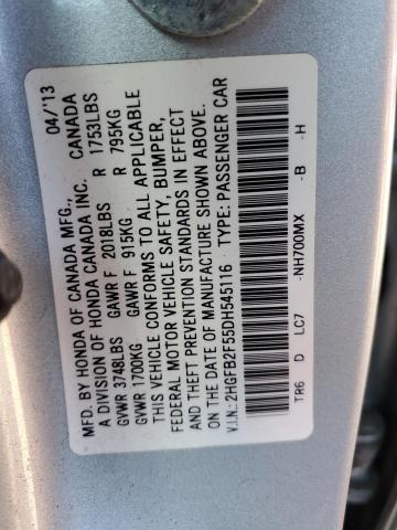 Photo 10 from auction – 2013 HONDA CIVIC LX with VIN 2HGFB2F55DH545116