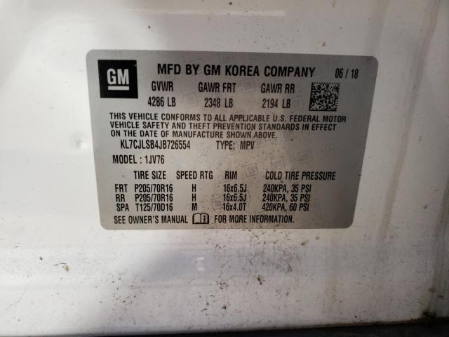 Photo 10 from auction – 2018 CHEVROLET TRAX 1LT with VIN KL7CJLSB4JB726554