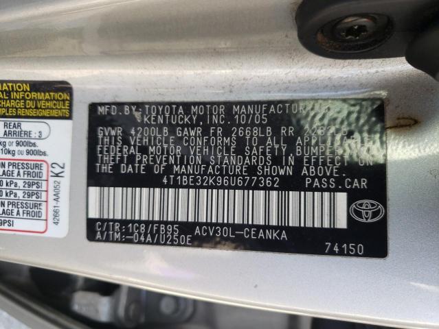 Photo 10 from auction – 2006 TOYOTA CAMRY LE with VIN 4T1BE32K96U677362