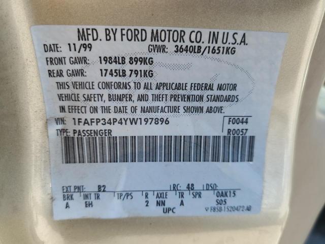 Photo 10 from auction – 2000 FORD FOCUS SE with VIN 1FAFP34P4YW197896