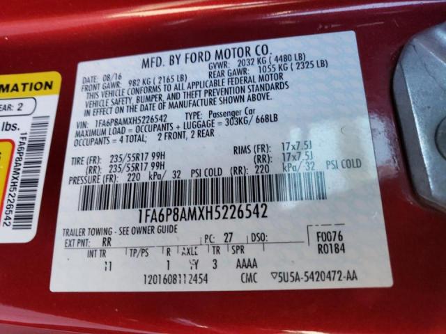 Photo 10 from auction – 2017 FORD MUSTANG with VIN 1FA6P8AMXH5226542