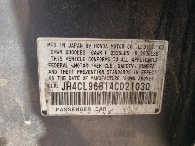 Photo 10 from auction – 2004 ACURA TSX with VIN JH4CL96814C021030