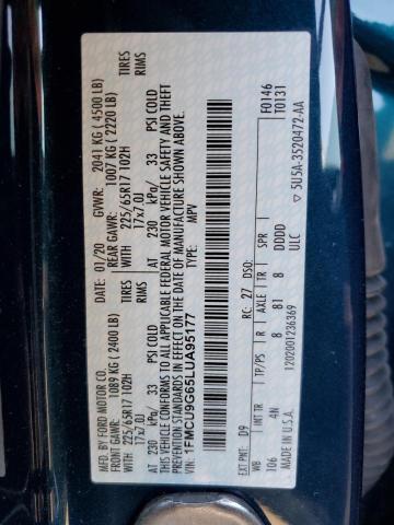Photo 10 from auction – 2020 FORD ESCAPE SE with VIN 1FMCU9G65LUA95177