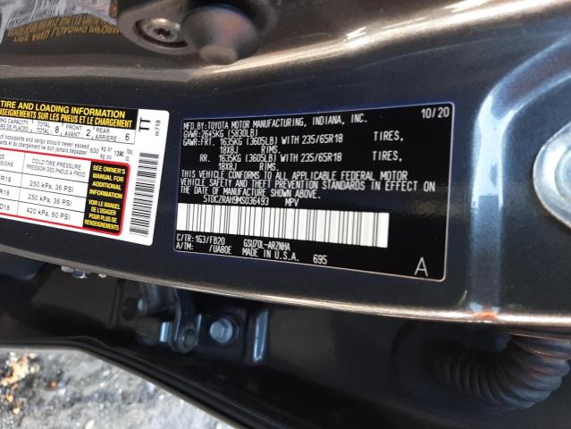 Photo 10 from auction – 2021 TOYOTA HIGHLANDER with VIN 5TDCZRAH9MS036493