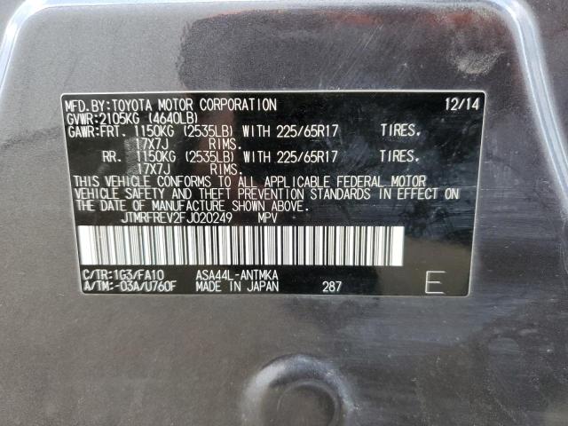 Photo 10 from auction – 2015 TOYOTA RAV4 XLE with VIN JTMRFREV2FJ020249