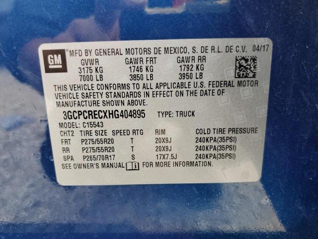 Photo 10 from auction – 2017 CHEVROLET SILVERADO with VIN 3GCPCRECXHG404895