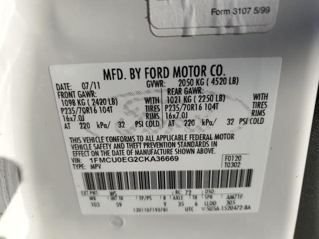 Photo 10 from auction – 2012 FORD ESCAPE LIM with VIN 1FMCU0EG2CKA36669